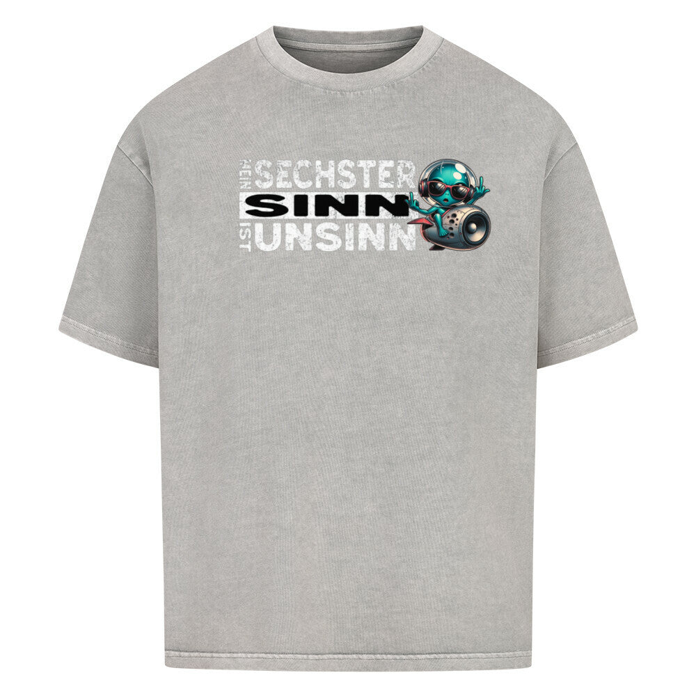 Oversized T-Shirt mit weißem Schriftzug – Mein sechster Sinn ist Unsinn
