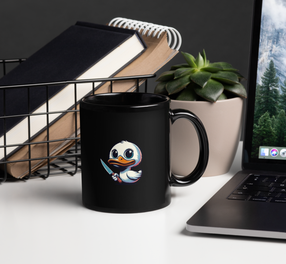 Halts Maul - Schwarze glänzende Tasse