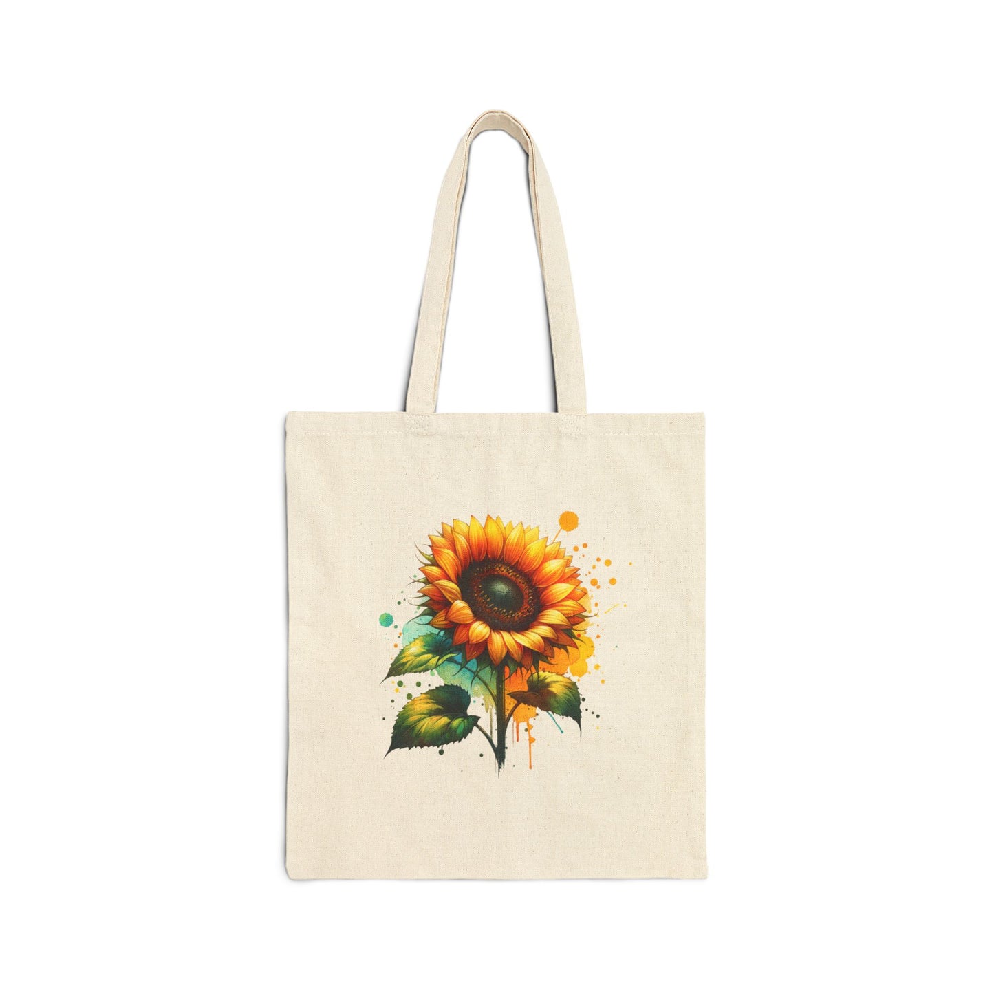 Schwarze Stofftasche mit leuchtendem Sonnenblumen-Print – nachhaltige Canvas Bag mit farbenfrohem Design