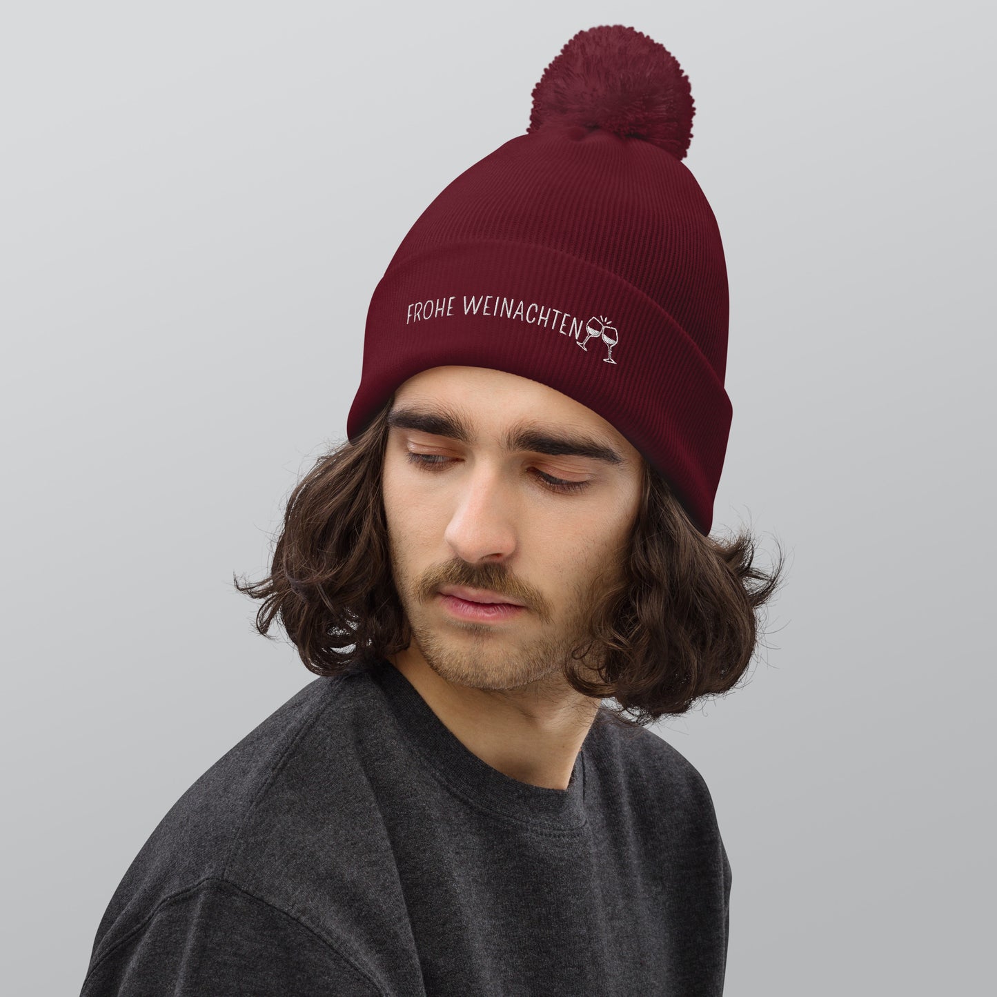 Frohe Weihnachten Pom Pom Beanie